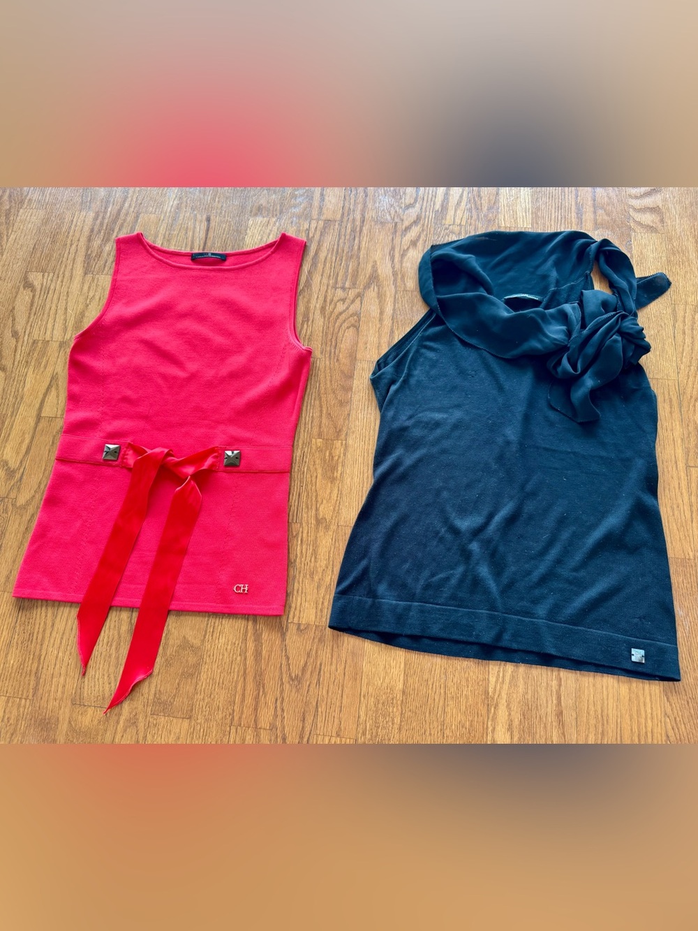 Carolina Herrera Red & Black Women’s Sleeveless Tops Set